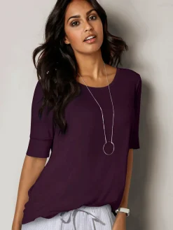 T-shirt femme simple élégant manches doublées