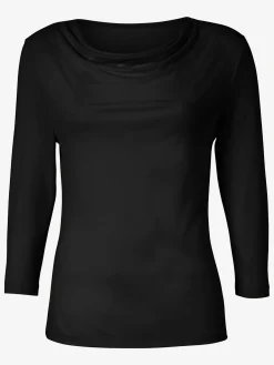 T-shirt femme souple col bénitier manches 3/4