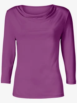 T-shirt femme souple col bénitier manches 3/4