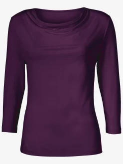 T-shirt femme souple col bénitier manches 3/4