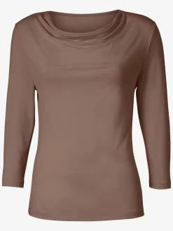 T-shirt femme souple col bénitier manches 3/4