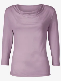 T-shirt femme souple col bénitier manches 3/4