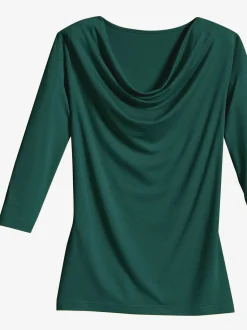 T-shirt femme souple col bénitier manches 3/4