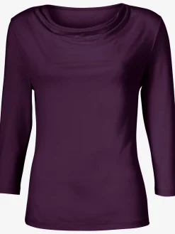 T-shirt femme souple col bénitier manches 3/4