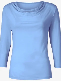 T-shirt femme souple col bénitier manches 3/4