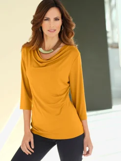 T-shirt femme souple col bénitier manches 3/4