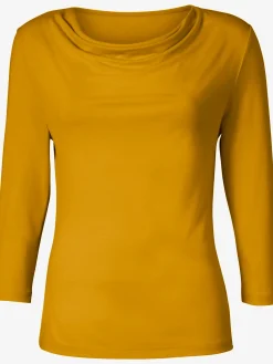 T-shirt femme souple col bénitier manches 3/4