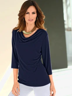 T-shirt femme souple col bénitier manches 3/4