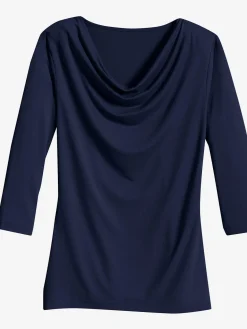 T-shirt femme souple col bénitier manches 3/4