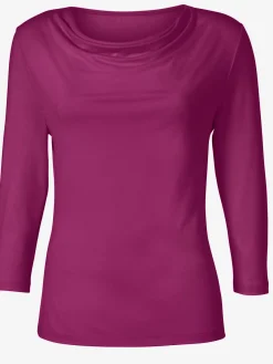 T-shirt femme souple col bénitier manches 3/4