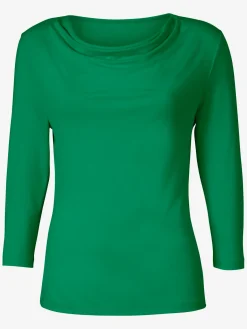 T-shirt femme souple col bénitier manches 3/4