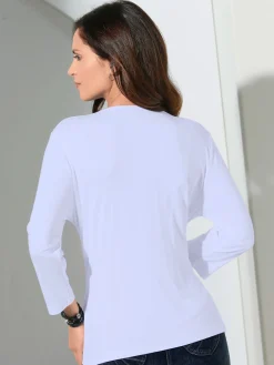 T-shirt femme souple col bénitier manches 3/4