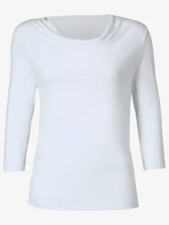 T-shirt femme souple col bénitier manches 3/4