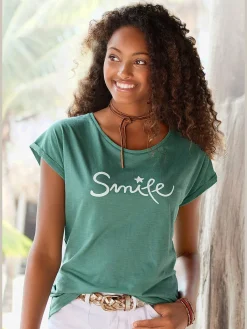 T-shirt imprimé « smile » tendance devant