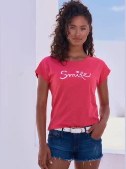 T-shirt imprimé « smile » tendance devant