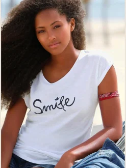 T-shirt imprimé « smile » tendance devant