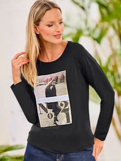 T-shirt imprimé avec pierres brillantes fantaisie