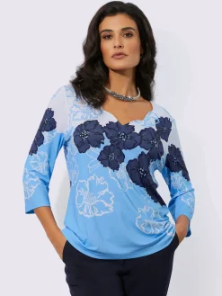T-shirt imprimé bords arrondis féminins