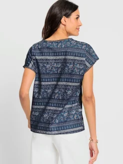 T-shirt imprimé bordure en dentelle décorative