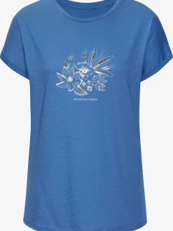 T-shirt imprimé brillant, doré et estival devant