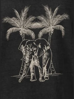 T-shirt imprimé devant avec éléphant et palmiers