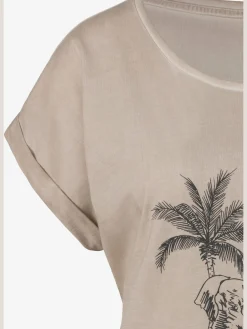 T-shirt imprimé devant avec éléphant et palmiers