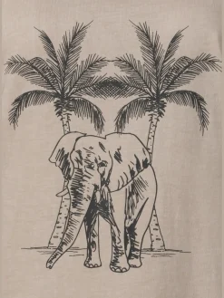T-shirt imprimé devant avec éléphant et palmiers