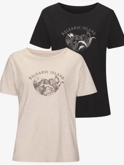 T-shirt imprimé devant estival avec détails brillants
