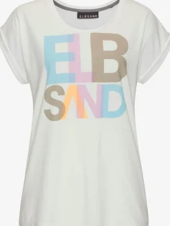 T-shirt imprimé encolure ronde côtelée