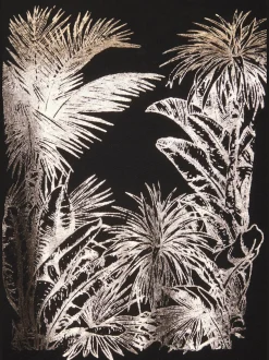 T-shirt imprimé feuille brillant, doré et estival