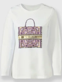 T-shirt imprimé imprimé feuille doré