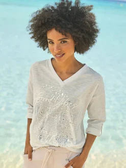 T-shirt imprimé imprimé feuille brillant