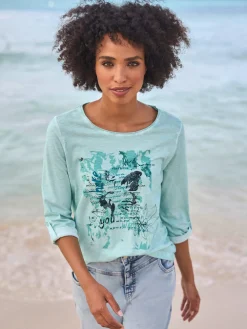 T-shirt imprimé imprimé orné de paillettes