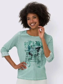 T-shirt imprimé imprimé orné de paillettes