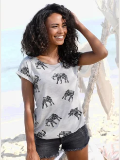 T-shirt imprimé éléphant décoratif