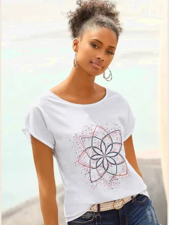 T-shirt imprimé mandala floral