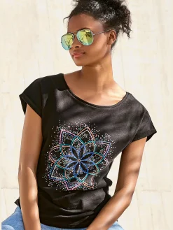 T-shirt imprimé mandala floral