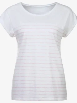T-shirt imprimé rayé tendance devant et au dos