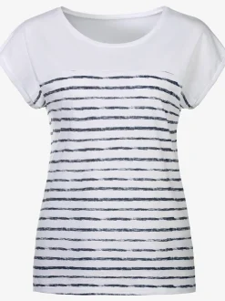 T-shirt imprimé rayé tendance devant et au dos