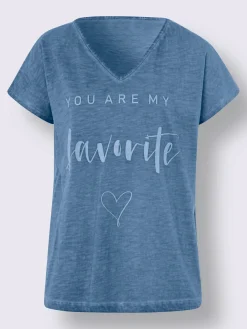T-shirt imprimé teinture effet délavé