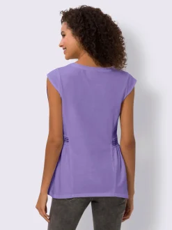 T-shirt long bordure en dentelle transparente