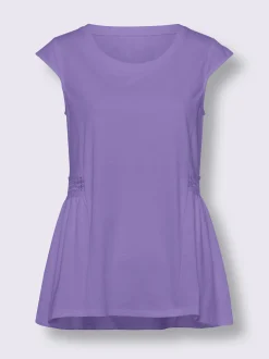 T-shirt long bordure en dentelle transparente