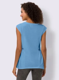 T-shirt long bordure en dentelle transparente