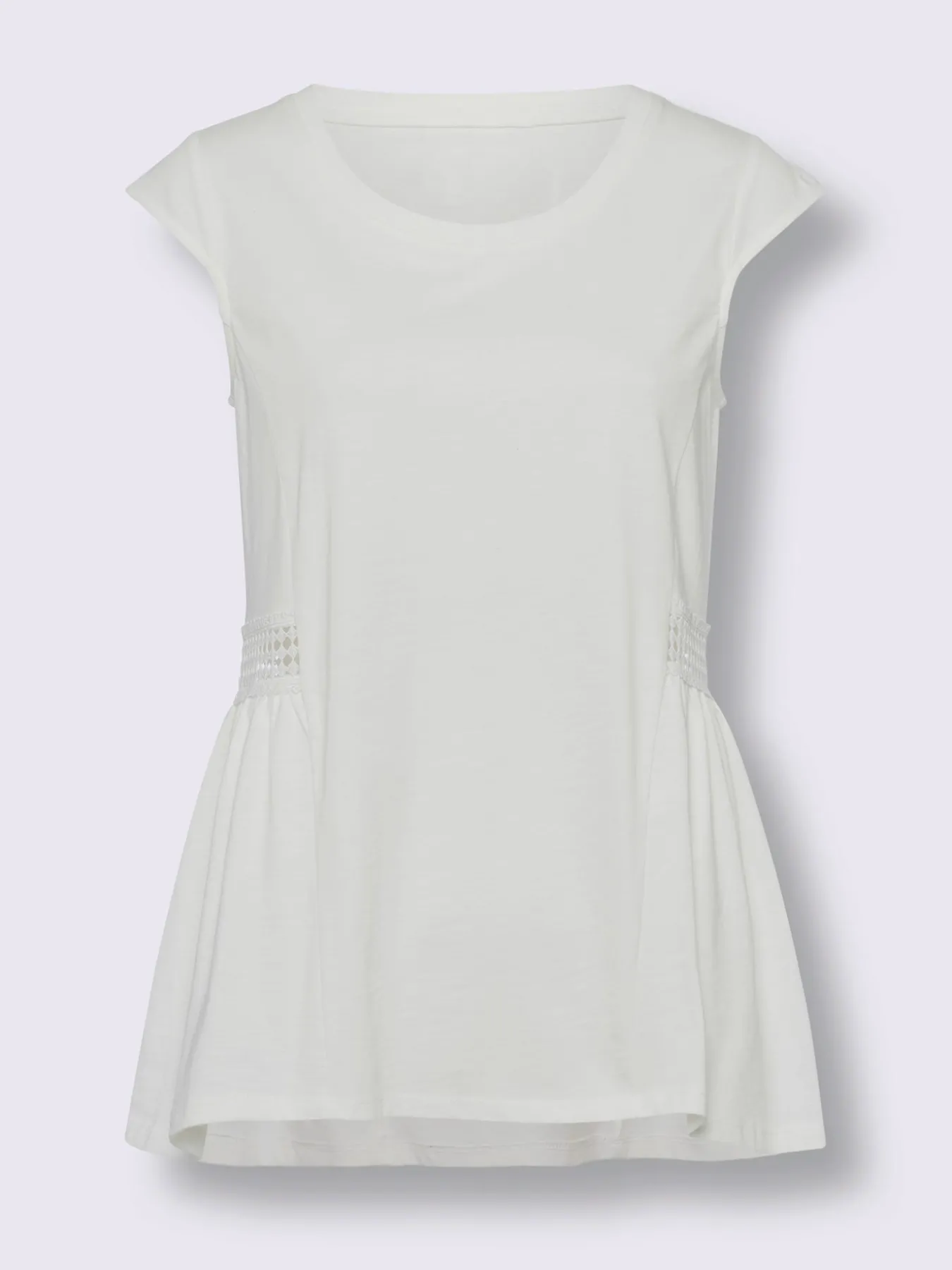 T-shirt long bordure en dentelle transparente