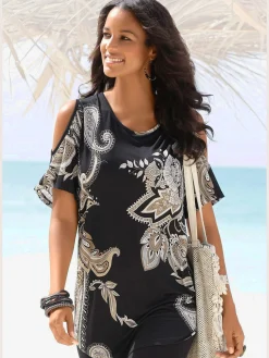 T-shirt long encolure ronde