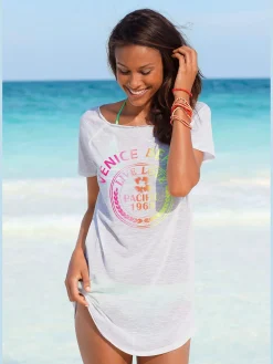 T-shirt long imprimé néon tendance