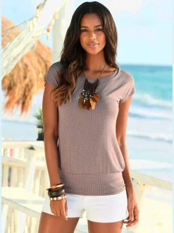 T-shirt long large ceinture à l'ourlet pour un port long ou court plissé