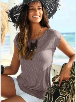 T-shirt long large ceinture à l'ourlet pour un port long ou court plissé