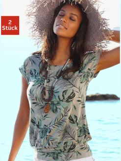 T-shirt long large ceinture à l'ourlet pour un port long ou court plissé