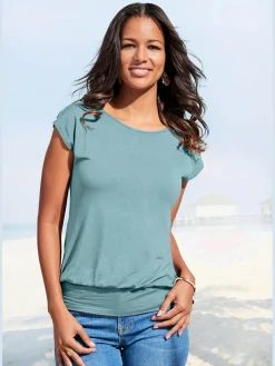 T-shirt long large ceinture à l'ourlet pour un port long ou court plissé